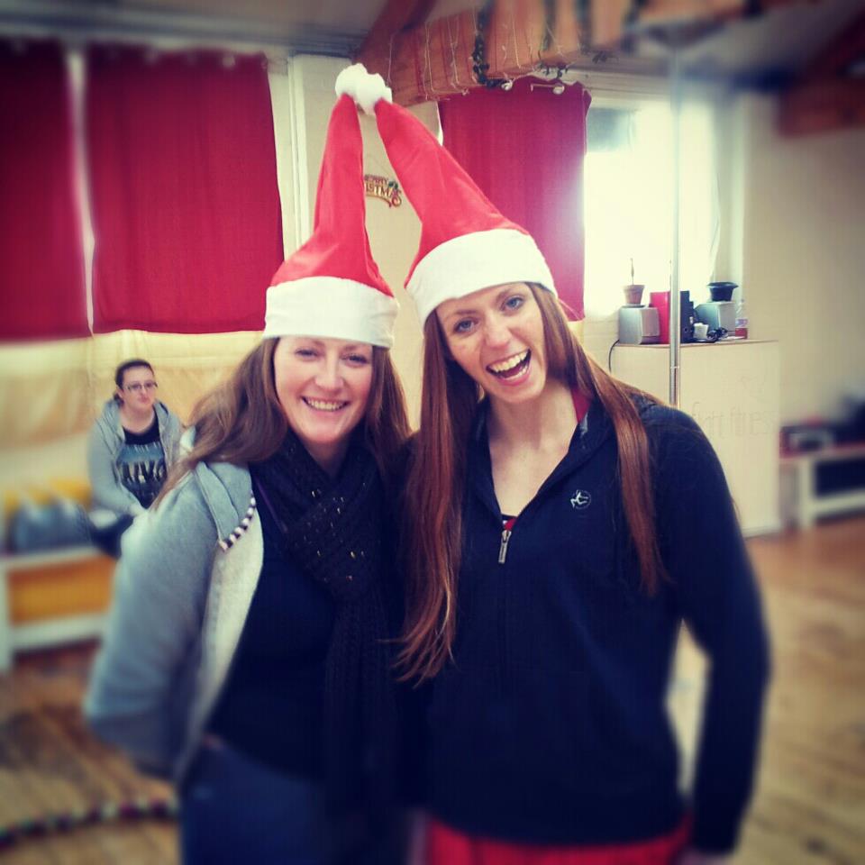 Hannah and Lauren Red in their stand up hats haha!
